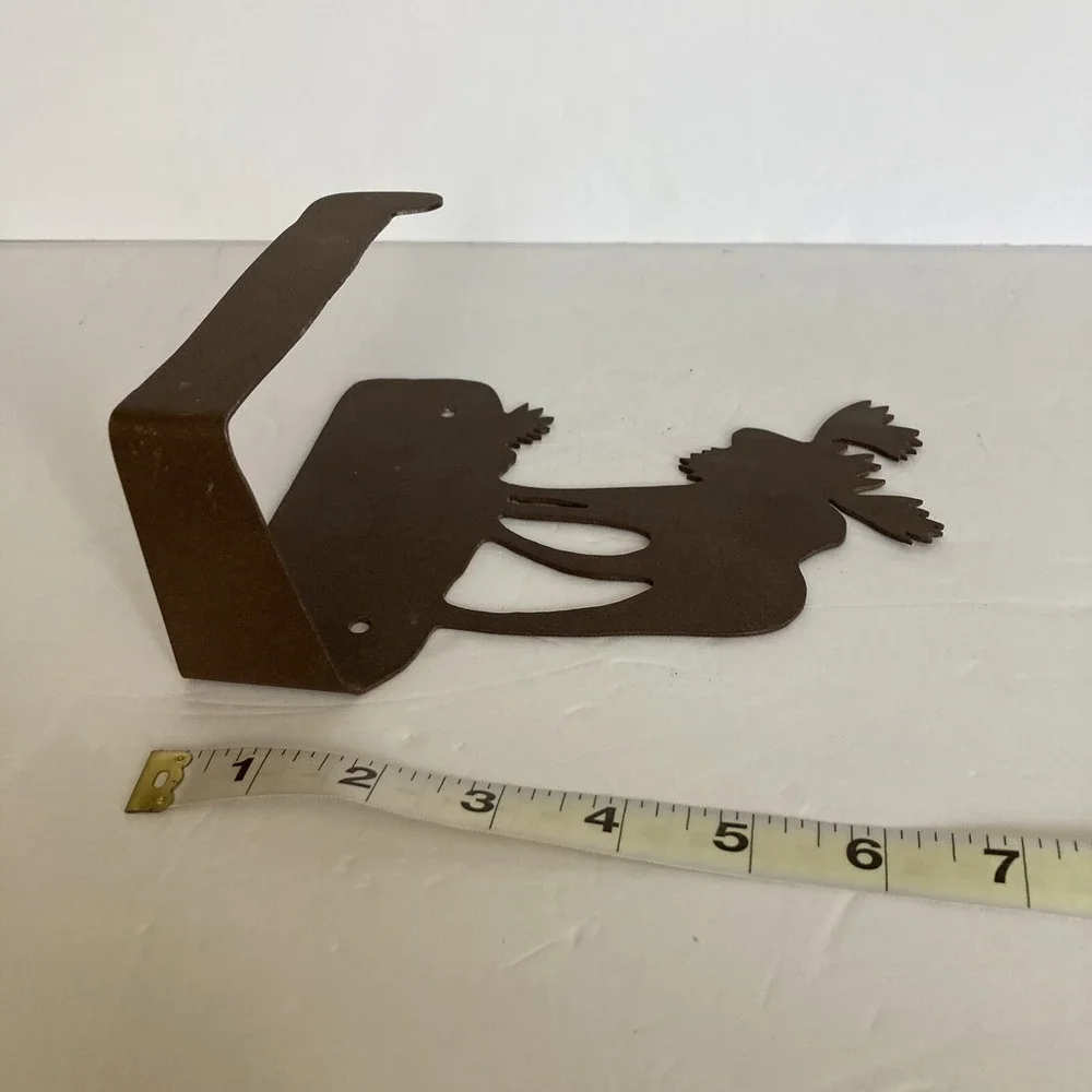Vtg Metal Moose Light Switch Plate Cover & Toilet Paper Holder Cabin Camp Decor